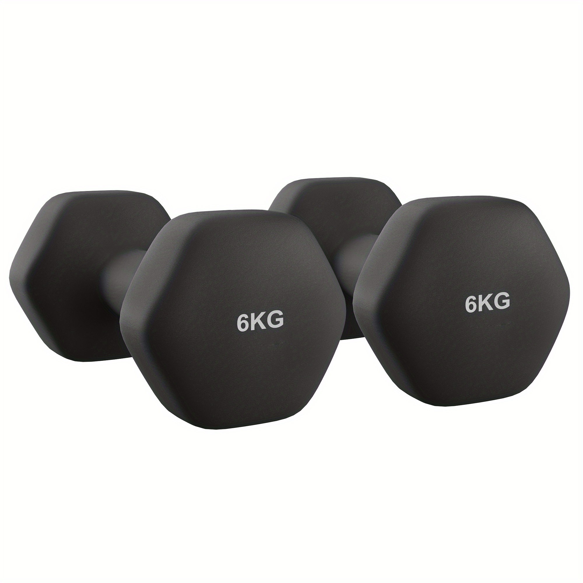 Image of Dumbbells, Set Of 2, Dumbbell Set, Short Dumbbells, Hexagon, Neoprene Coating, Strength Training, Workout, Fitness Training, For Home