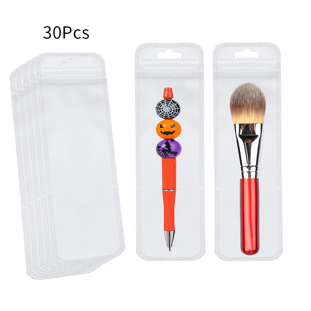 TEMU 30pcs Beadable Pen Packaging Bags For Small Business, Clear Gift Bag For Bead Pens, Smell Proof Storage Bags For Packaging Lipgloss, Jewelry,