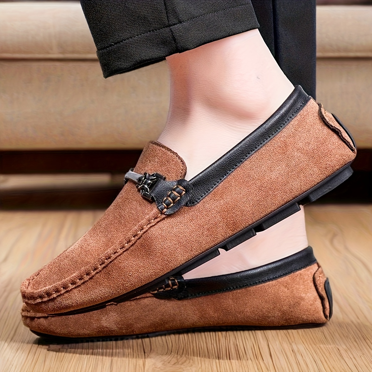 Men's Loafers, Handcrafted Men's Loafers, Slip-On Moccasins, Large Size Comfortable Casual Flat Shoes for Work, Walking, and Driving