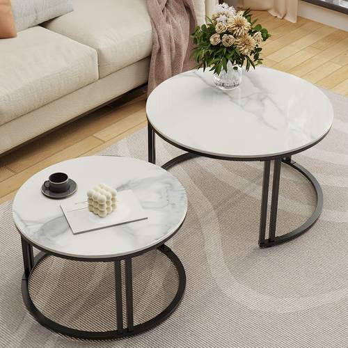 item picture coffee table set of 2 modern round nesting coffee table sintered stone top stacking sofa accent table for living rooms apartments