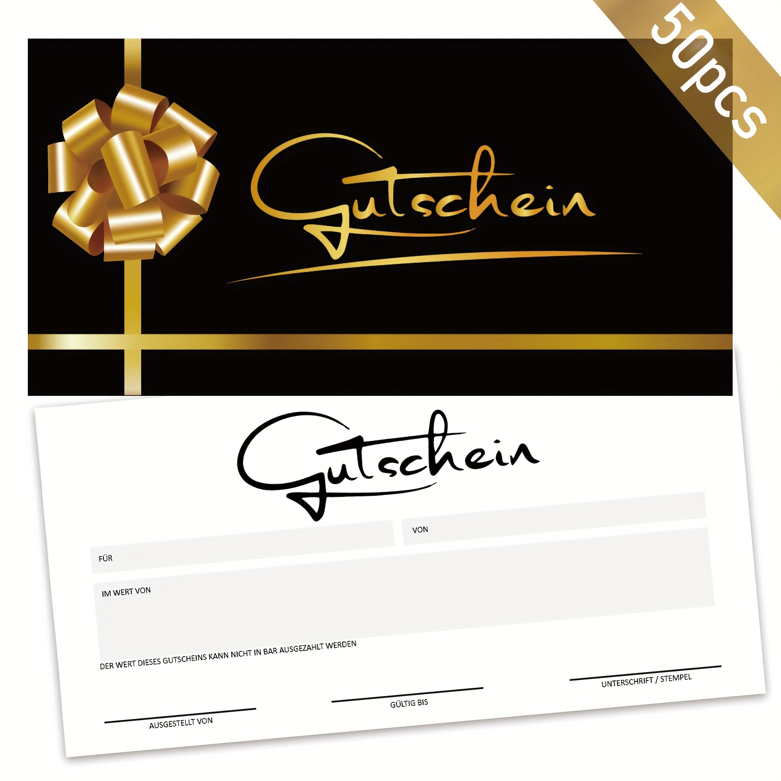 Image of 50pcs Voucher Cards To Be Filled Out - Blank Vouchers To Be Used As Templates For Massage, Cosmetics, Hairdressers, And - Voucher Templates Neutral And Elegant - Tie