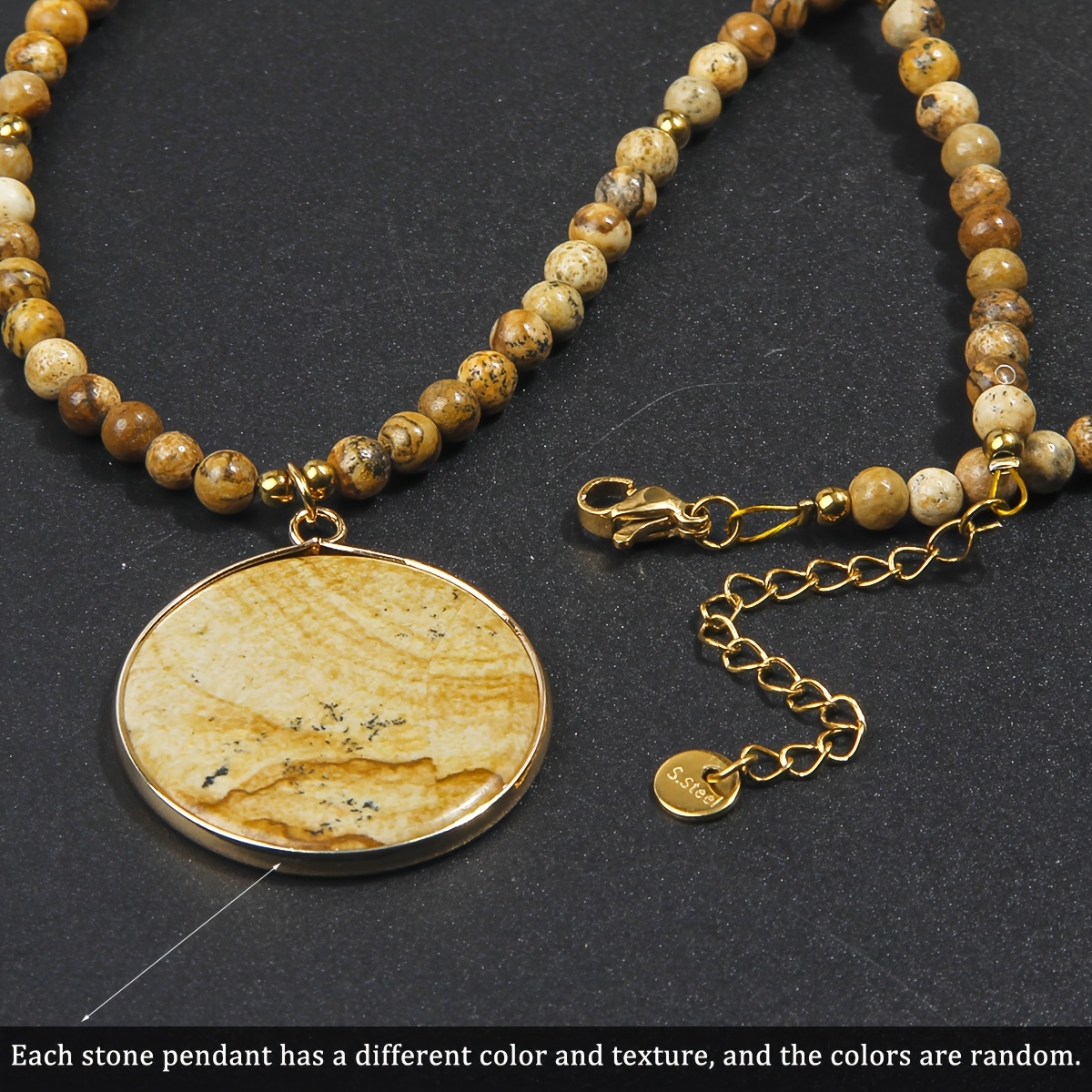 Elegant Natural Stone Necklace with Golden Spacer Design