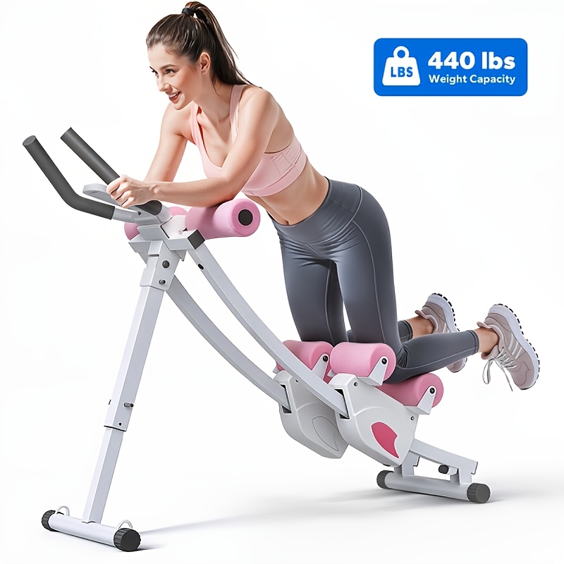   ab machine adjustable   ab trainer with lcd display foldable ab roller for home gym 440lbs 330lbs capacity knee pad protection