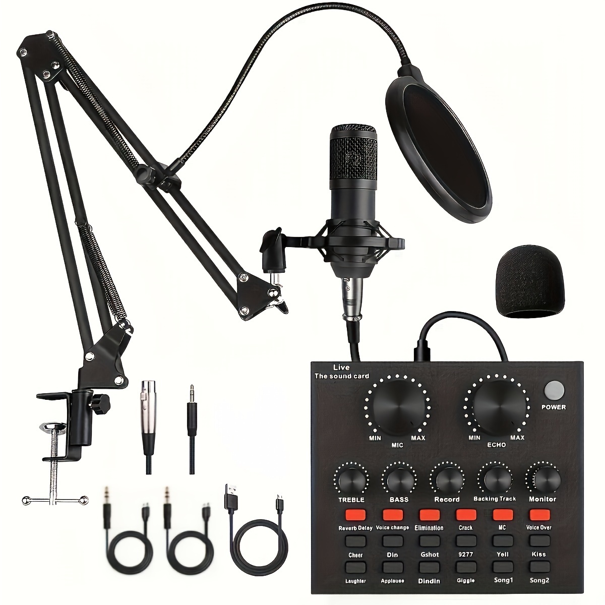 Podcast Equipment Bundle, Audio Interface With All-In-One DJ Mixer And  Studio Broadcast Microphone, Perfect For Recording,Live  Streaming,Gaming,Compat