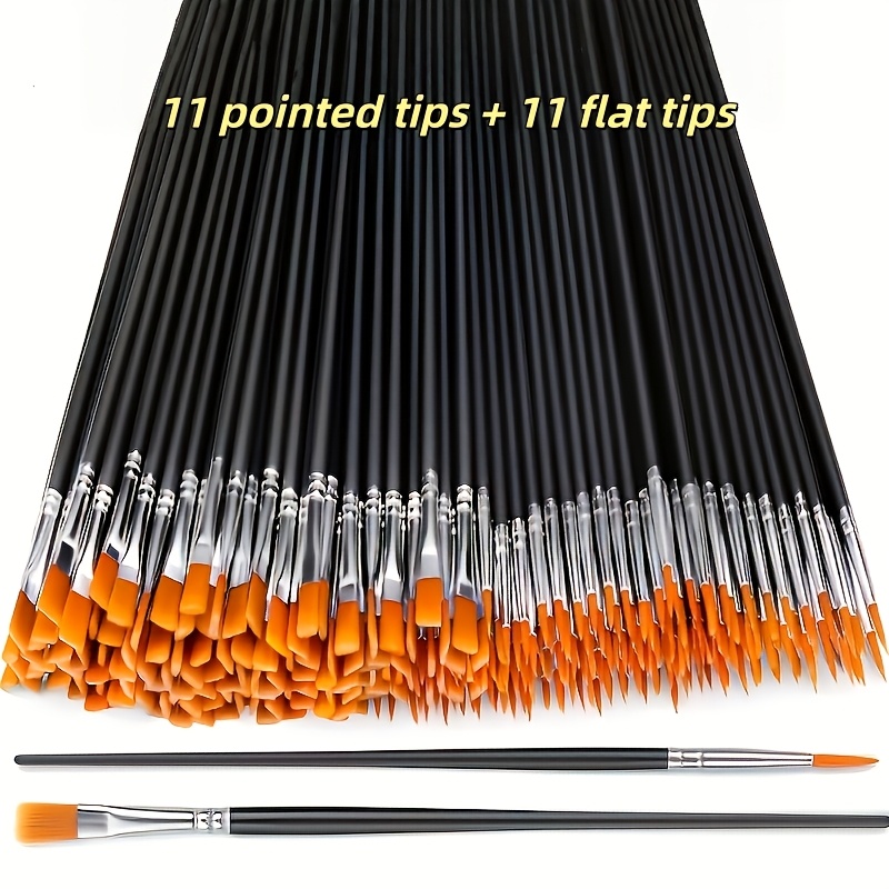 TEMU Set de 22 pinceaux de peinture professionnels pour artiste avec pointes plates et rondes, poils en nylon et têtes en acrylique - Convient pour