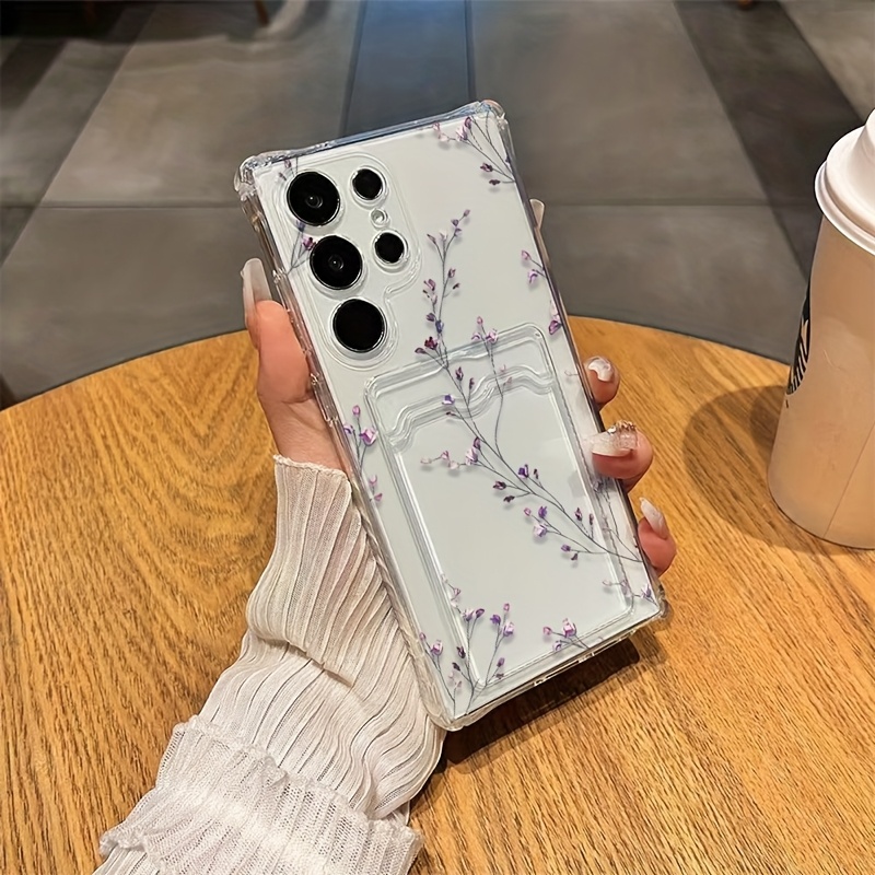 TEMU Phone Case - Lavender High-end Pattern Transparent -insertable Phone Case, Shockproof And Drop-resistant Protective Cover Suitable For