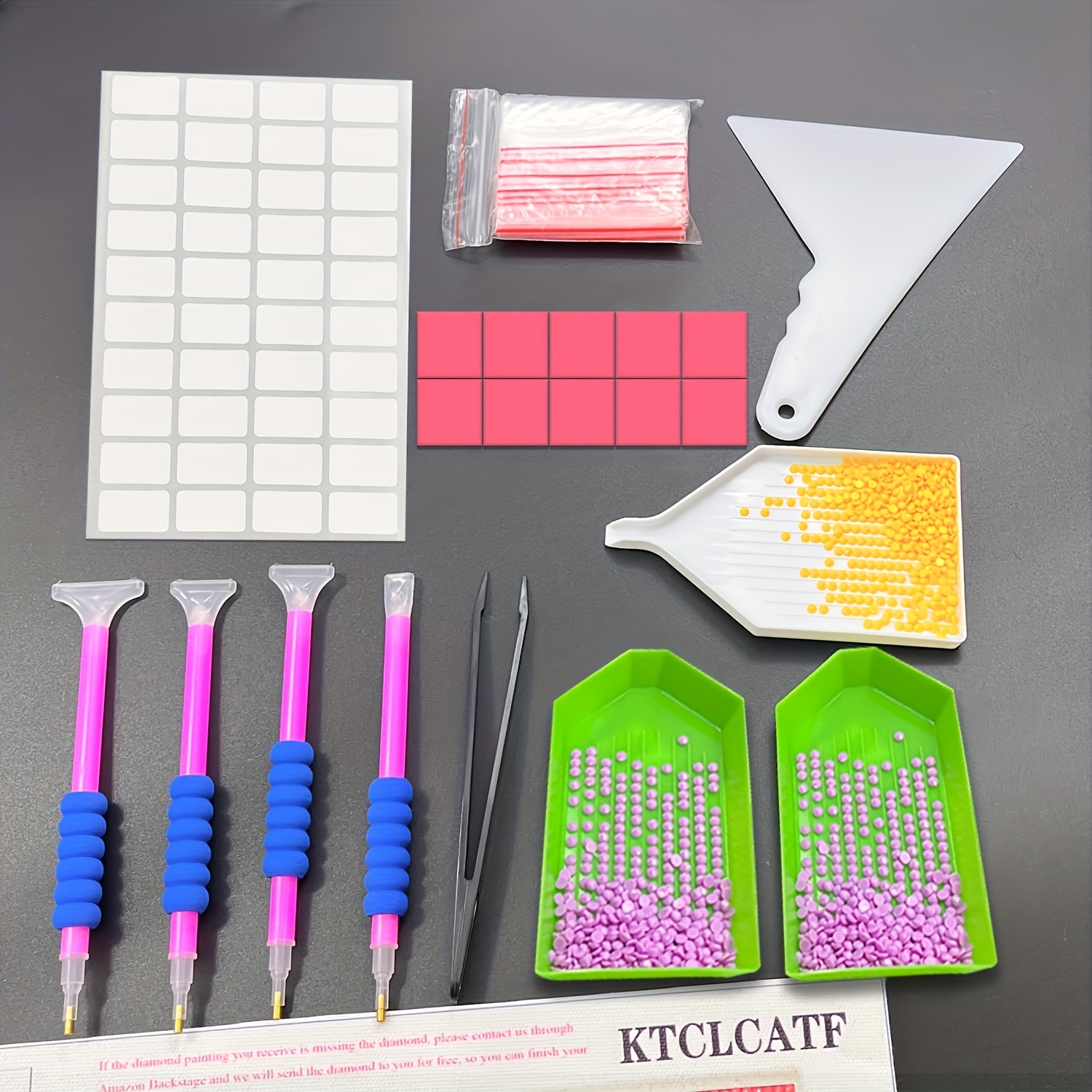 Image of A Set Of 54pcs Diamond Painting Tools Suit, Including Plastic Additions Such As Tweezers, Funnel, Scraper, Tray, Rhinestone Pen And Buggy Bag - Diamond Painting Tools And Materials Suit