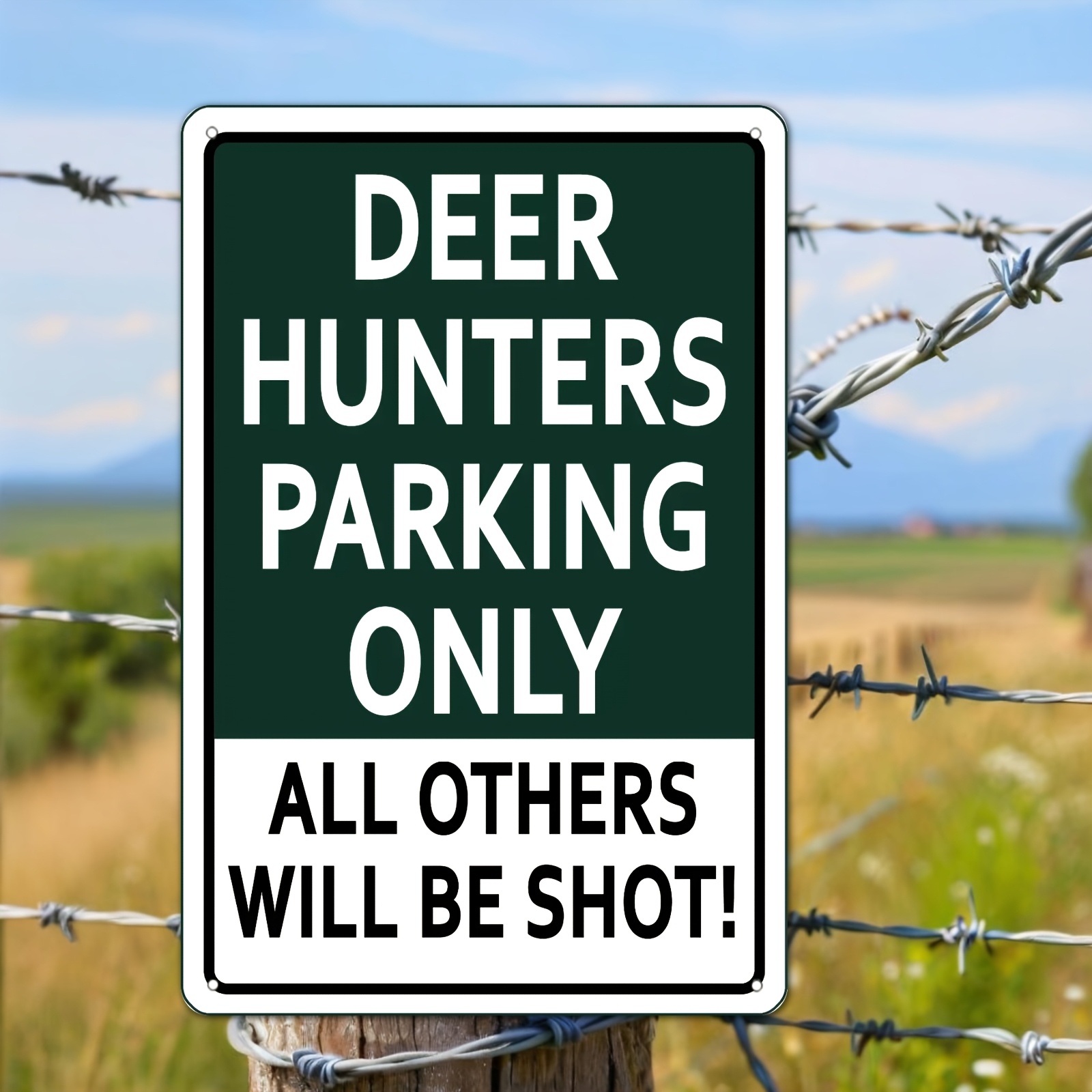 TEMU 2d Flat, Deer Hunters Only Metal Sign - Rustic Outdoor Wall Art With Black & Hunting Text, 8x12 Inch Iron Plaque Suitable For Hunting , Cabin