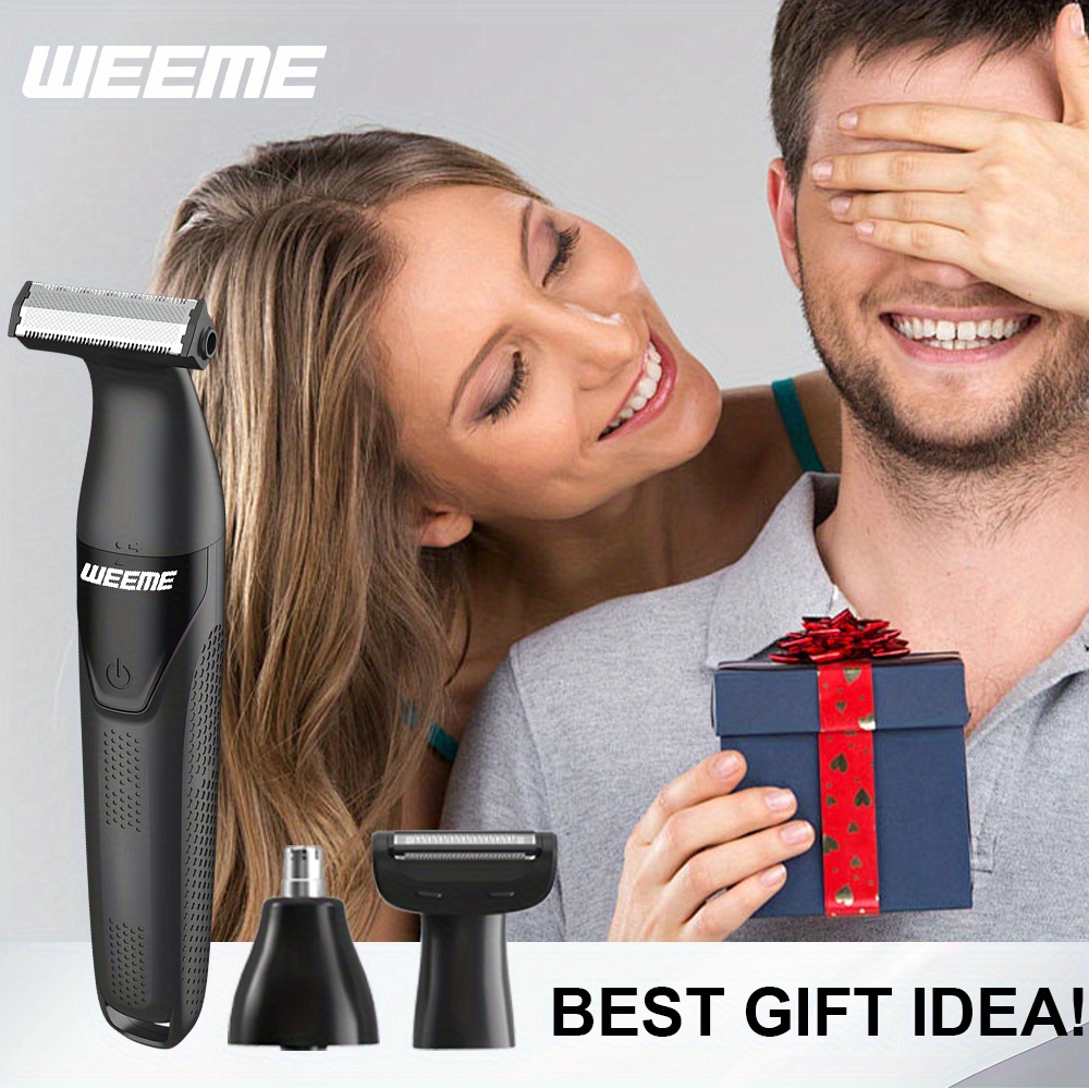 WEEME 3 в 1 Комплект за Подстригване, Универсален Електрически Комплект за Дръжки за Мъже, Включва Тример за Нос и Брада със Сменяеми Глава, IPX6, Акумулаторно Устройство за Бръснене