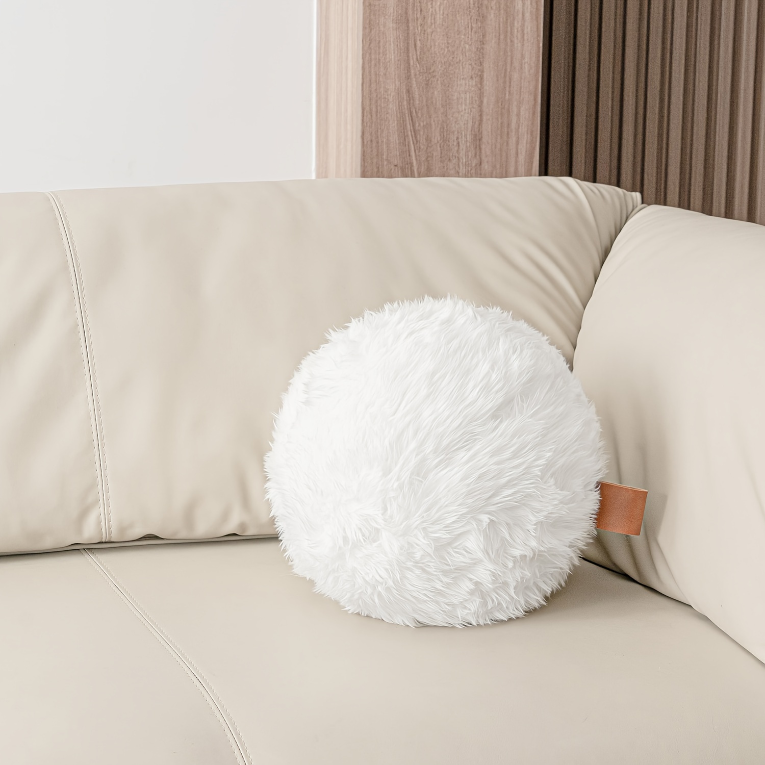 

Plush Ball Alpaca Fleece Throw Pillow Decorative Couch Pillow, 10x10in, 25*25cmoff White, 1 Pack