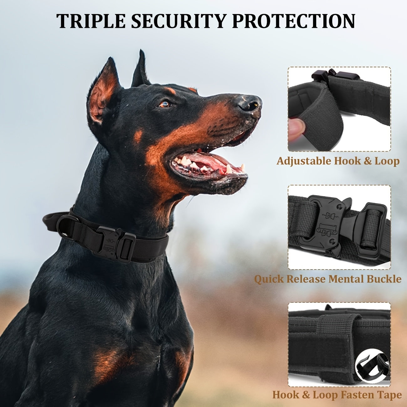 Taktisches Hundehalsband Mit Griff – Verstellbar, Nylon, Robuste Metallschnalle Für Training