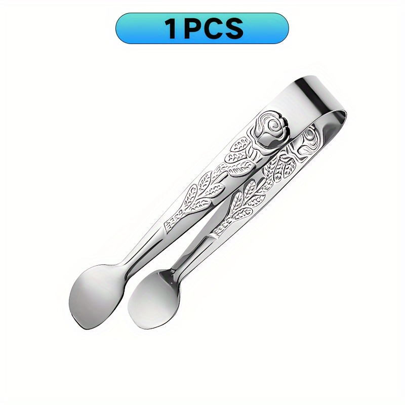 Image of Set Of 1/3/5 Tongs, 4.1-inch Small Rose Sugar Cube Tongs, Ice Tongs, Party Supplies, Dishwasher Safe, Tea Leaf Tongs (silvery)