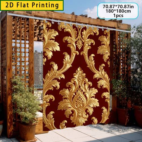 2d flat printing 1pc 2pcs european vintage golden pattern outdoor curtains luxurious velvet jacquard fabric courtyard balcony sunshade decorative curtains french style court home hanging curtains thickened and dense blackout curtains