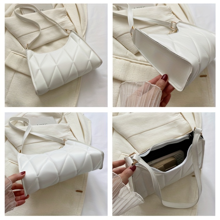 Bolso de Hombro Casual para Mujer, Bolso de Axila Elegante y Sencillo, Cartera Moderna para Uso Diario y Desplazamientos, Disponible en 3 Colores: , Blanco, Caqui