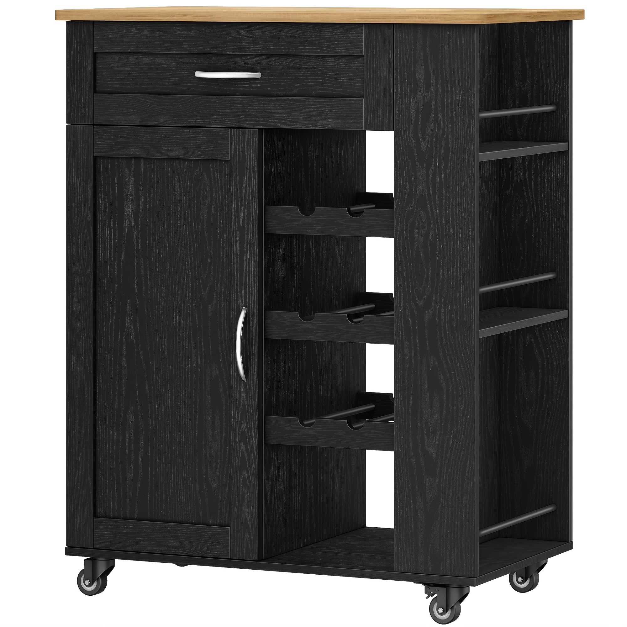 -level Wine Rack Storage Trolley, Featuring Wheels, Ideal For Kitchen, Living Room, Dining Area, And Outdoor Settings, With Dimensions Of 68 × 86 × 40 Cm, Utility Racks