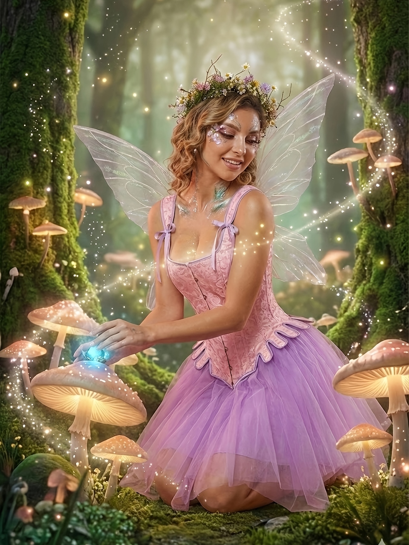sachin and babi light blue dress Forest Fairy Floral Lace Corset Dress 4-iece Set【s0000011761】 –  SCULTURE（エスカルチャー） main image 1