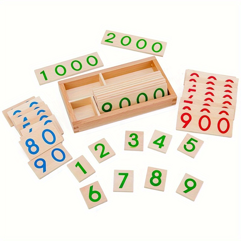 

Montessori Math Material Wooden Number Cards 1-9000 With Box, Counting Number Game, Early Development Basic Math Game Learning Educational Aids