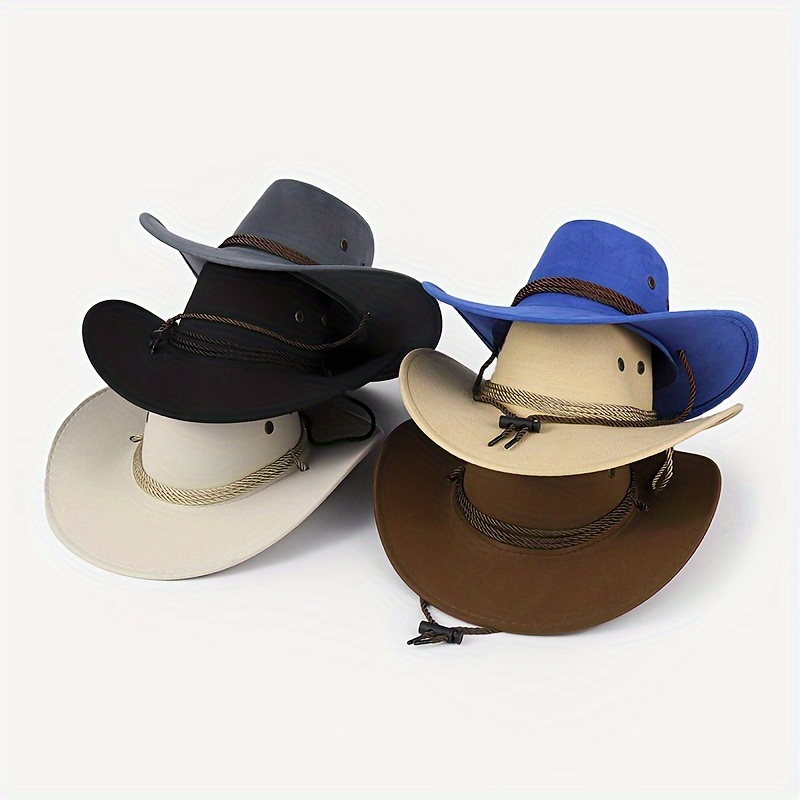 

A Set Of 6pcs Western Cowboy Hats Outdoor Sun Hat Men's And Women's Riding Hat Large Cowboy Hat