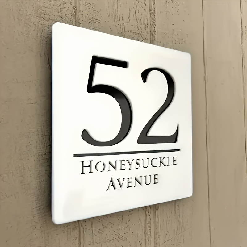 TEMU Custom Acrylic Door Nameplate - Self-adhesive Double-sided Suitable For Homes, Offices, Businesses - Address Plaque With Name & Number - Durable