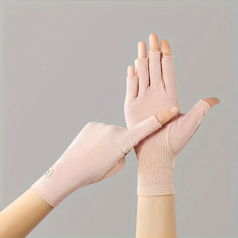 

Women's Breathable Half-finger Gloves - Touchscreen Compatible, Uv Protection, Anti-slip Grip For Outdoor Cycling & Driving