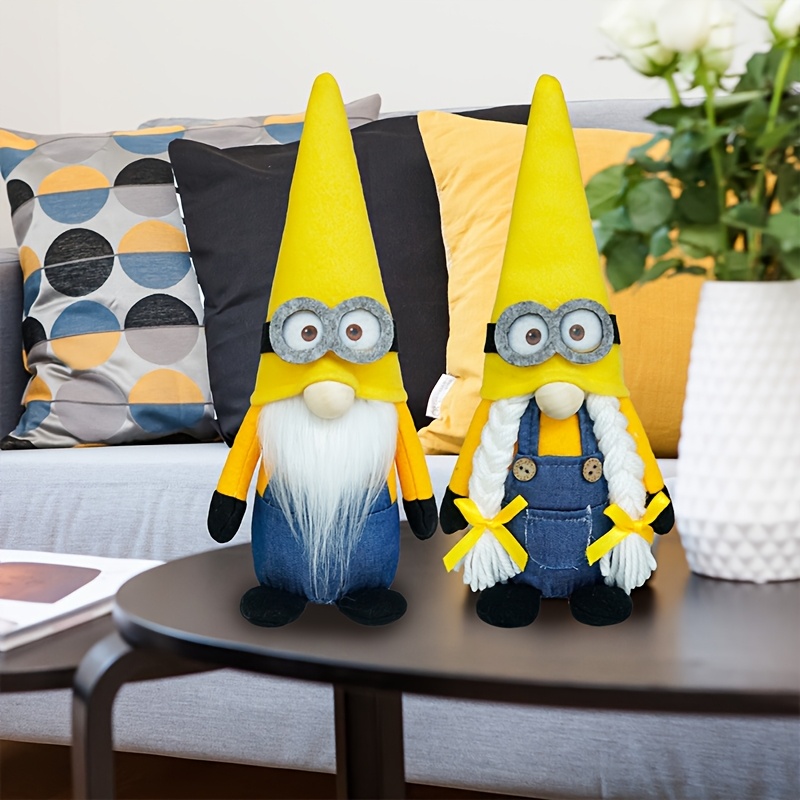 

2pcs Set Of Minions Faceless Dolls Standing In A Forest Man Doll Scene Decoration Props, Used For Living Room Office Decoration, Used For Day Easter Party New Year Decoration