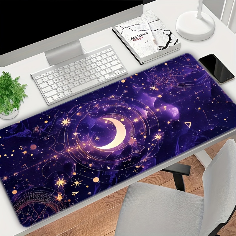 

Starry Night Purple Cartoon Design - Extra-large, Non-slip Rubber Base Mouse Pad With Precision Stitched For Gaming And Office Use