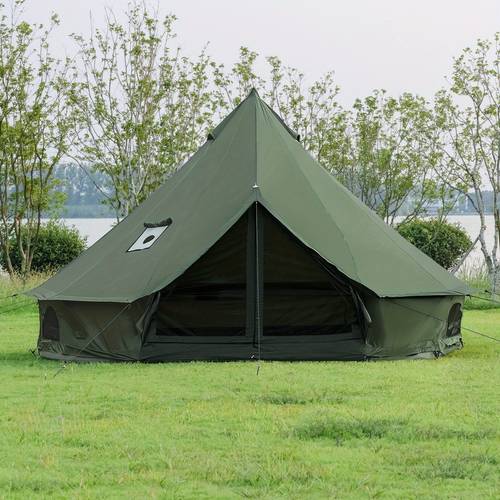 6 person luxury bell tent with stove jack oxford yurt suitable for glamping parties octagonal tent fly zipper doors winter fall use
