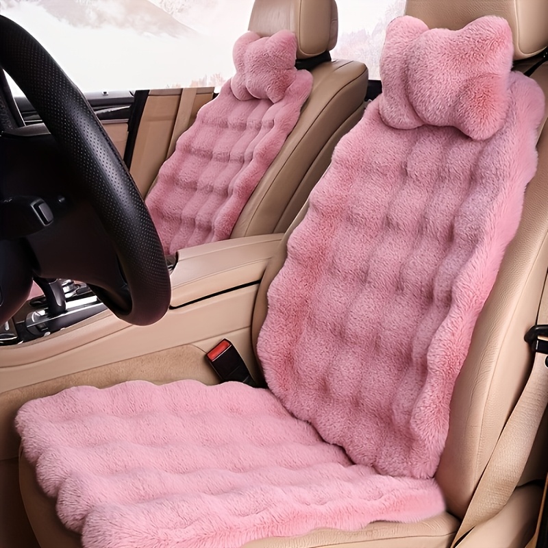 TEMU Coussin de siège de voiture chaud d'hiver : Ensemble 3 pièces en velours bulle comprenant un coussin de siège unique, un et un -tête