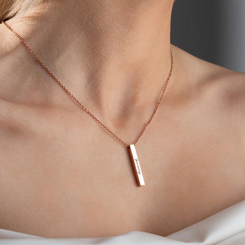 collar con   de   grabada en 3d personalizada - colgante de acero inoxidable personalizado, plateado, regalo   para  . collar con colgante rectangular personalizado - con  s,   o mensajes - un regalo ideal para hombres, novios,   y  . detalles 2