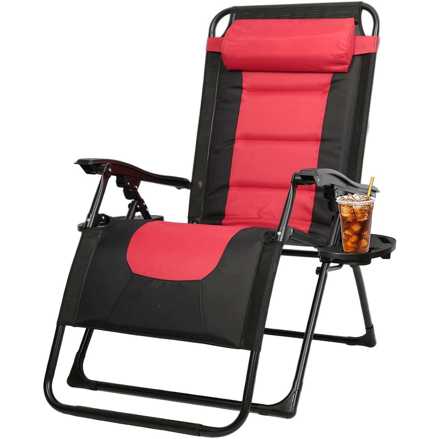 Folding Sun Lounger, Extra Wide Folding Garden Lounger With Removable Headrest, Sun Lounger With Cushion For Patio, Garden, Beach, Pool, Load Capacity 150kg