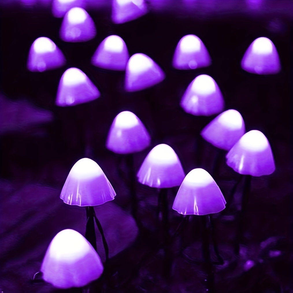 Solar-Powered Mushroom Lights with 10 LEDs -, Multi-Color Options (Blue/Purple/Warm), Easy Install, Outdoor Garden & Yard Decor