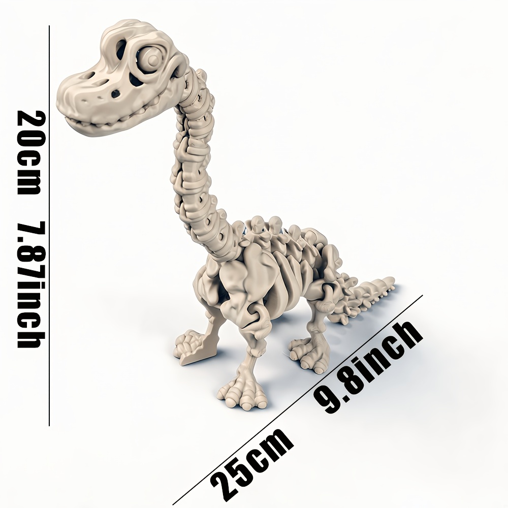 TEMU 3d Printed Articulated Brachiosaurus Skeleton Dinosaur Model, Movable Joint Dinosaur Ornament, Home Desktop Decoration, Educational Science Toy