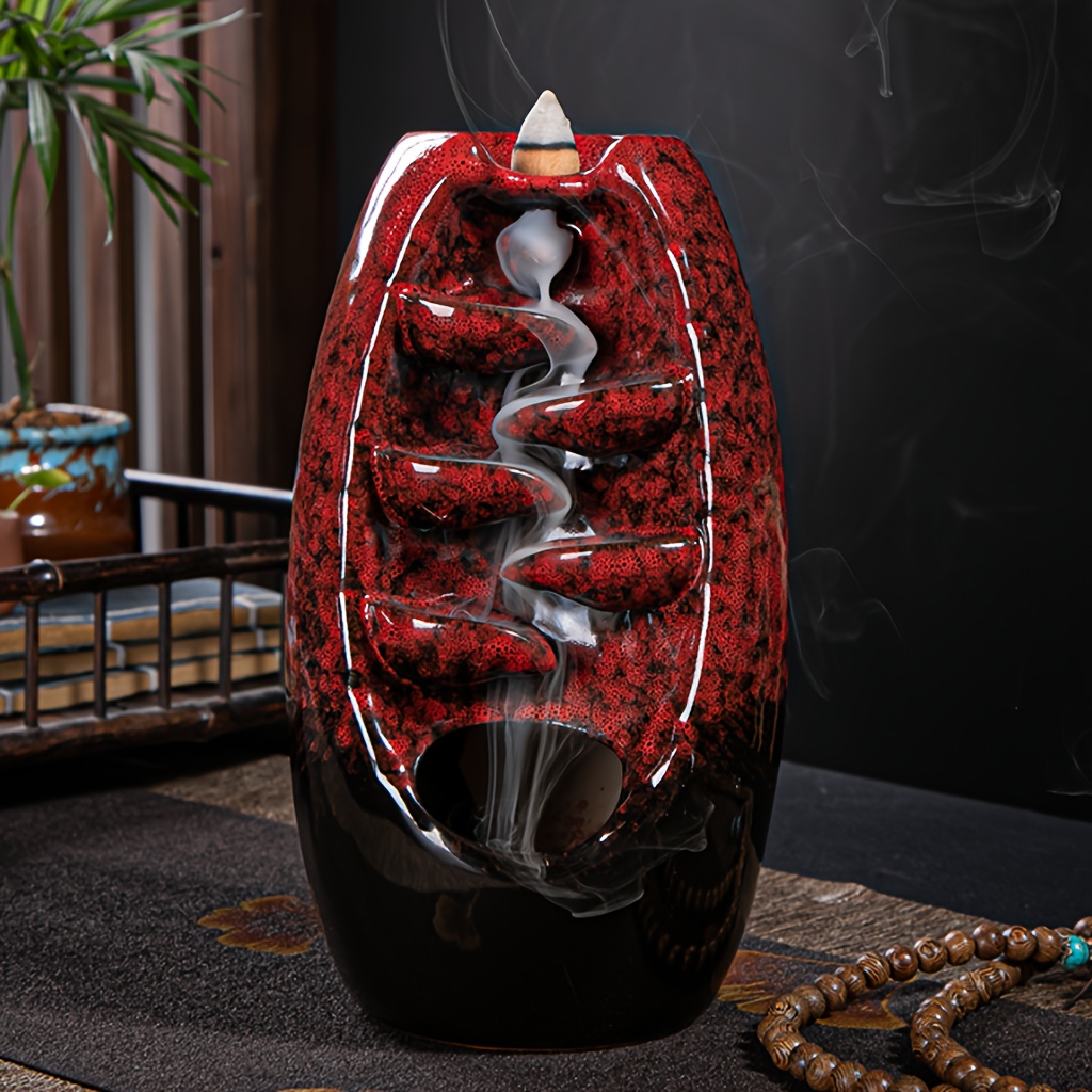 TEMU 1pc Ceramic Waterfall Backflow Incense Holder, Shui Incense Holder, Stylish Accent Perfect Gift Office, Living Room, Meditation Space Mind