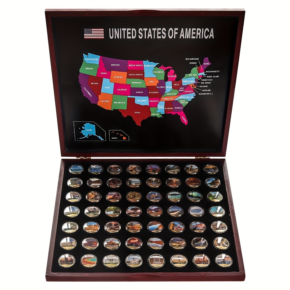 TEMU Set Of 56 Commemorative Featuring Famous And Scenic From American States, Perfect As Birthday Or Christmas Gifts For Men