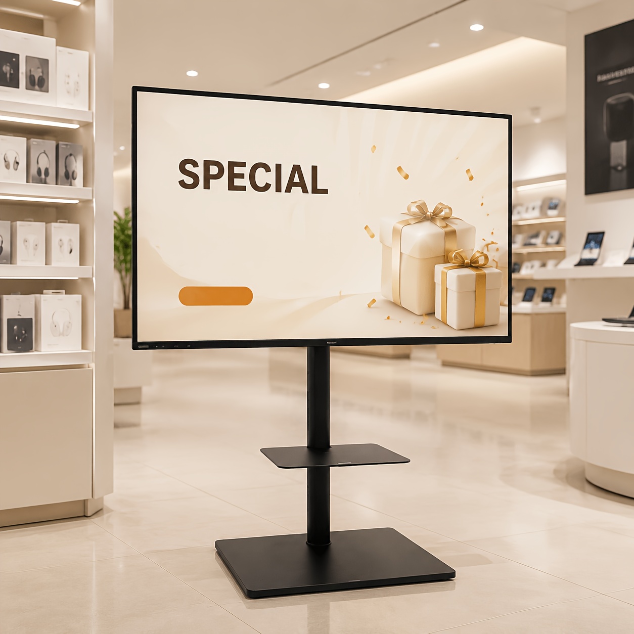 TEMU Adjustable Tv Floor Stand Swivel Tv Bracket Stand Television Stand For 32" To 65" Flat Screens Max Vesa 600x400mm To 66 Lbs For Shopping Mall