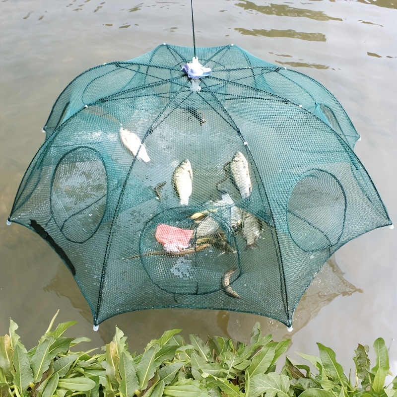 versatile foldable hexagon   with 4 6 8 10 holes ideal for catching small fish lobsters crabs durable nylon green Product details 0