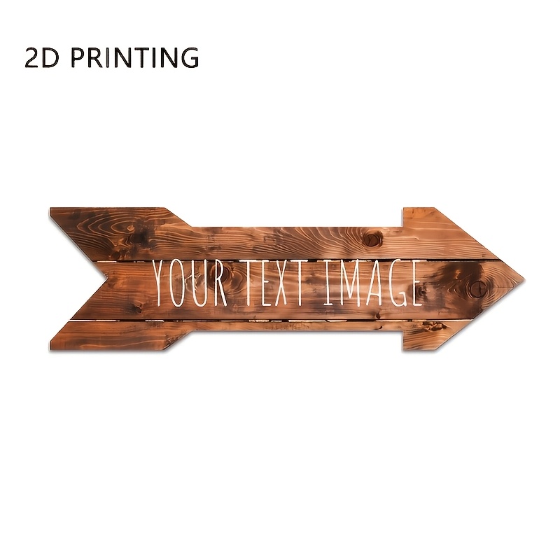 TEMU 2d Flat, Arrow Wooden Sign, Personalized 2d Printed Text & Image Directional Plaque, Rustic Farmhouse Wall Decor For Home Bar Cafe Wedding,