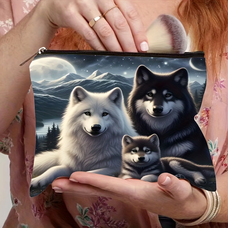 

1pc Wolf- Makeup Bag, , - Cosmetic For Women