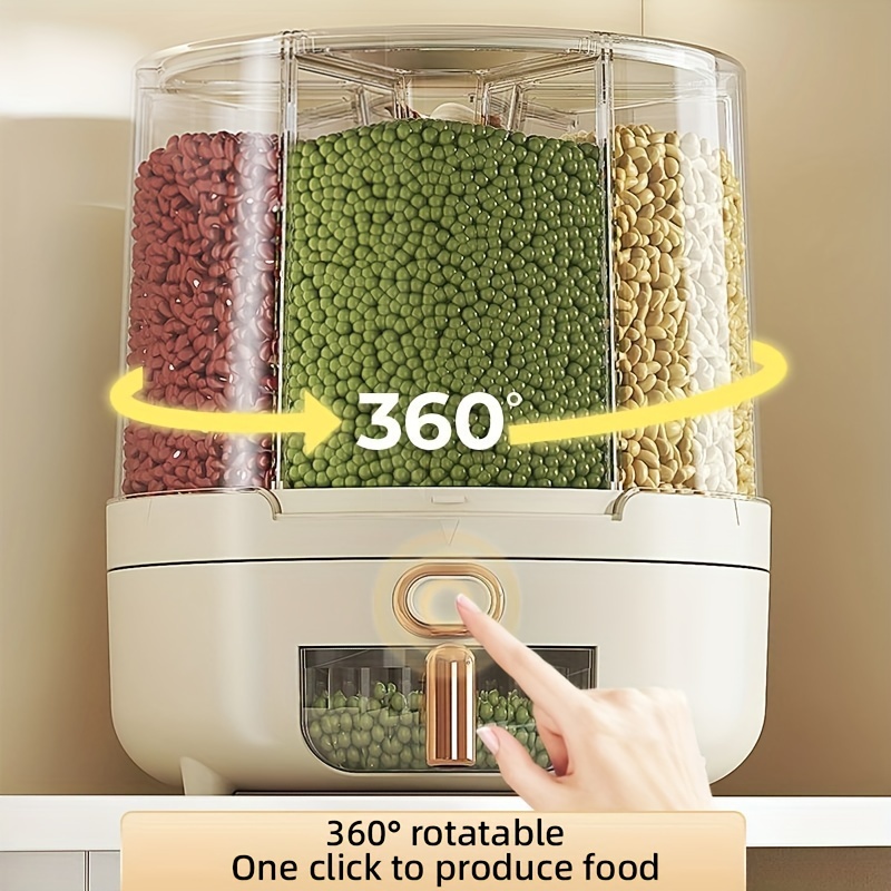 

Large Capacity Rotating Food Storage Container - Moisture & Insect Proof, Reusable Round Plastic Bin With Flip-top Lid For Rice, Grains, Flour, Pet Food - Ideal Kitchen Organizer And Pantry Solution
