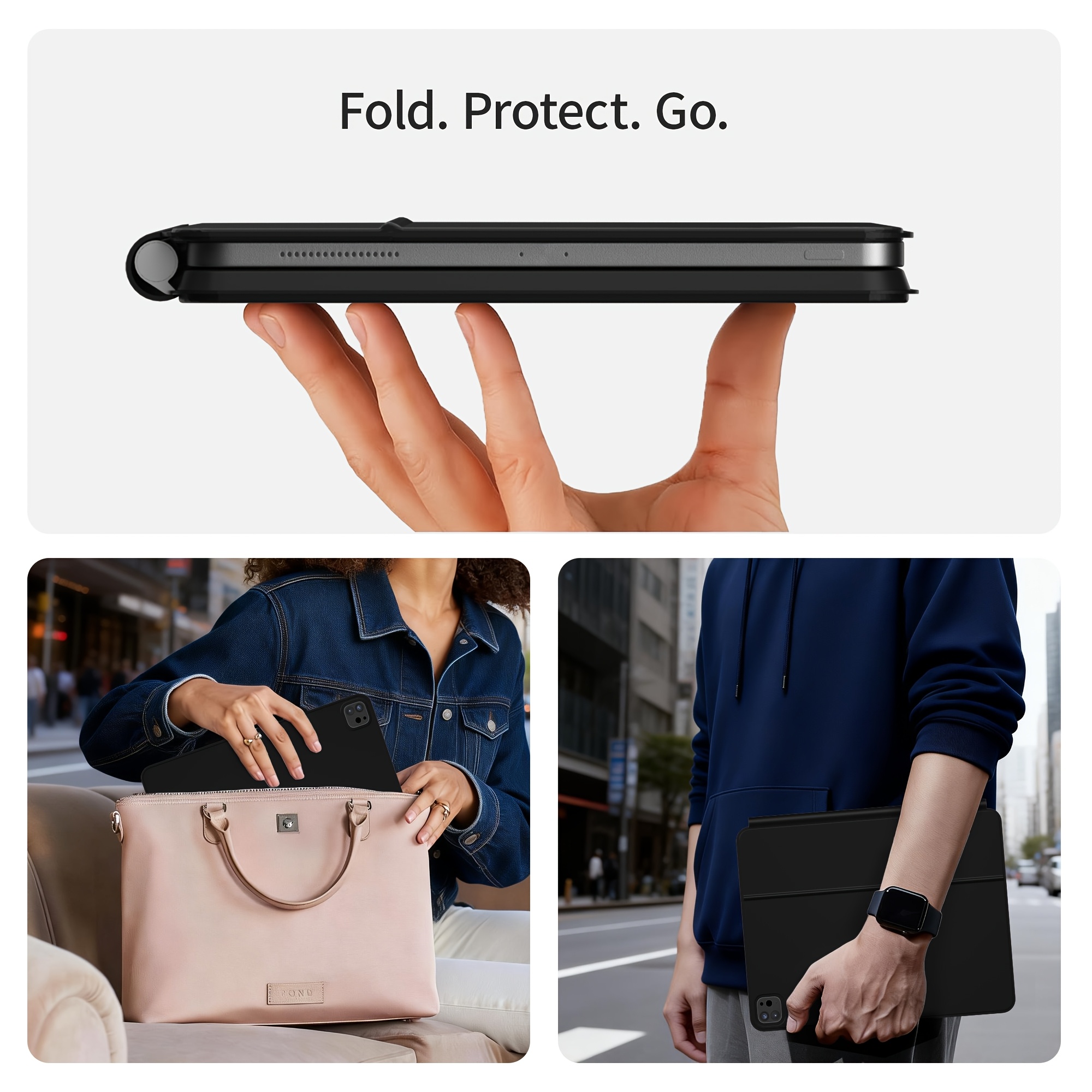 [Tablet Not Included] Edge Keyboard Case for iPad Air 13-inch(M4/M3/M2, 2026/2025/2024) & Pad Pro 12.9-inch(6th/5th/4th/3rd Gen), Magic Keyboard with 11-Color Backlight, Multi-Touch Trackpad.