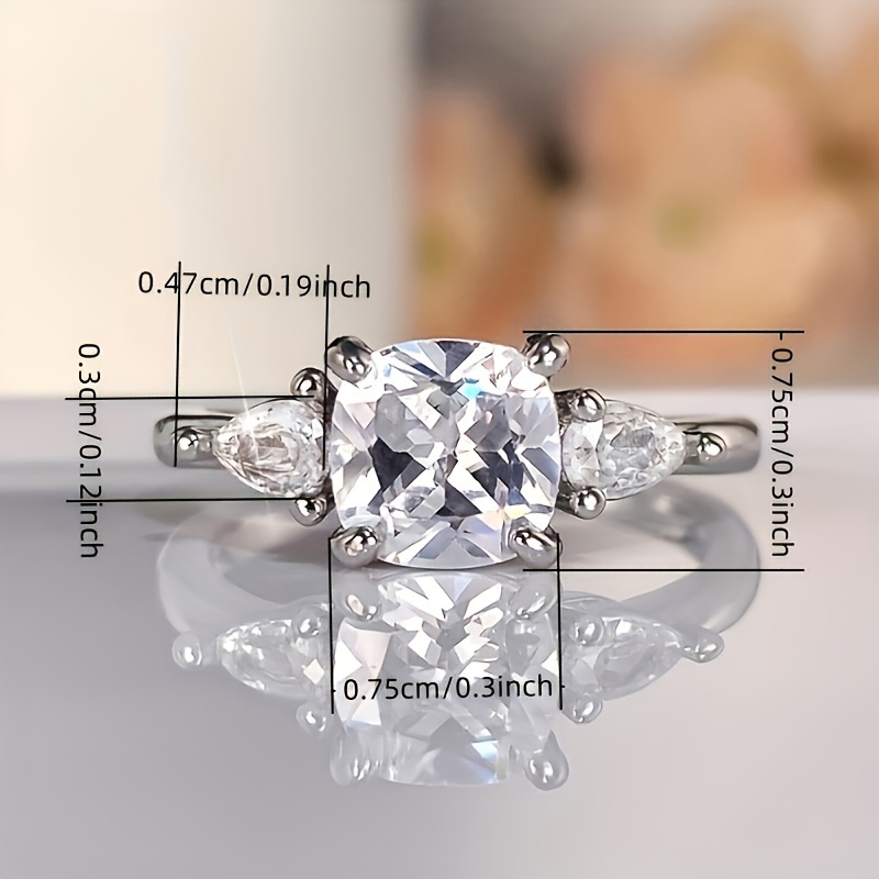 Synthetic Zirconia Engagement Ring 4-prong Setting With Elegant And Stylish Featuring A Lady's Perfect For Engagement Parties, Jewelry For Valentine's Day, And As A High-end Gift To Express Love Available In Multiple Colors
