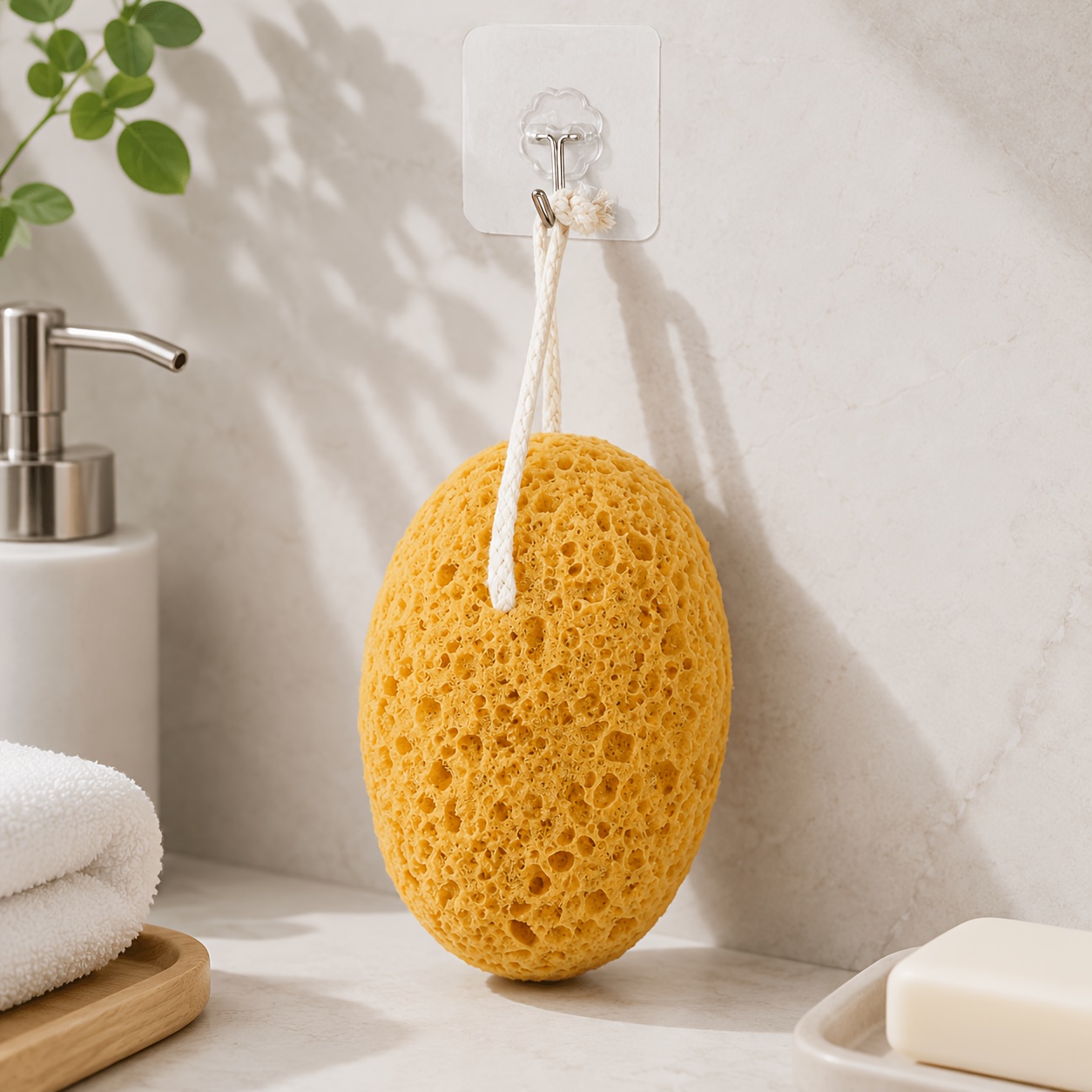 Soft Porous Bath Sponge with Hanging Loop for Cleansing