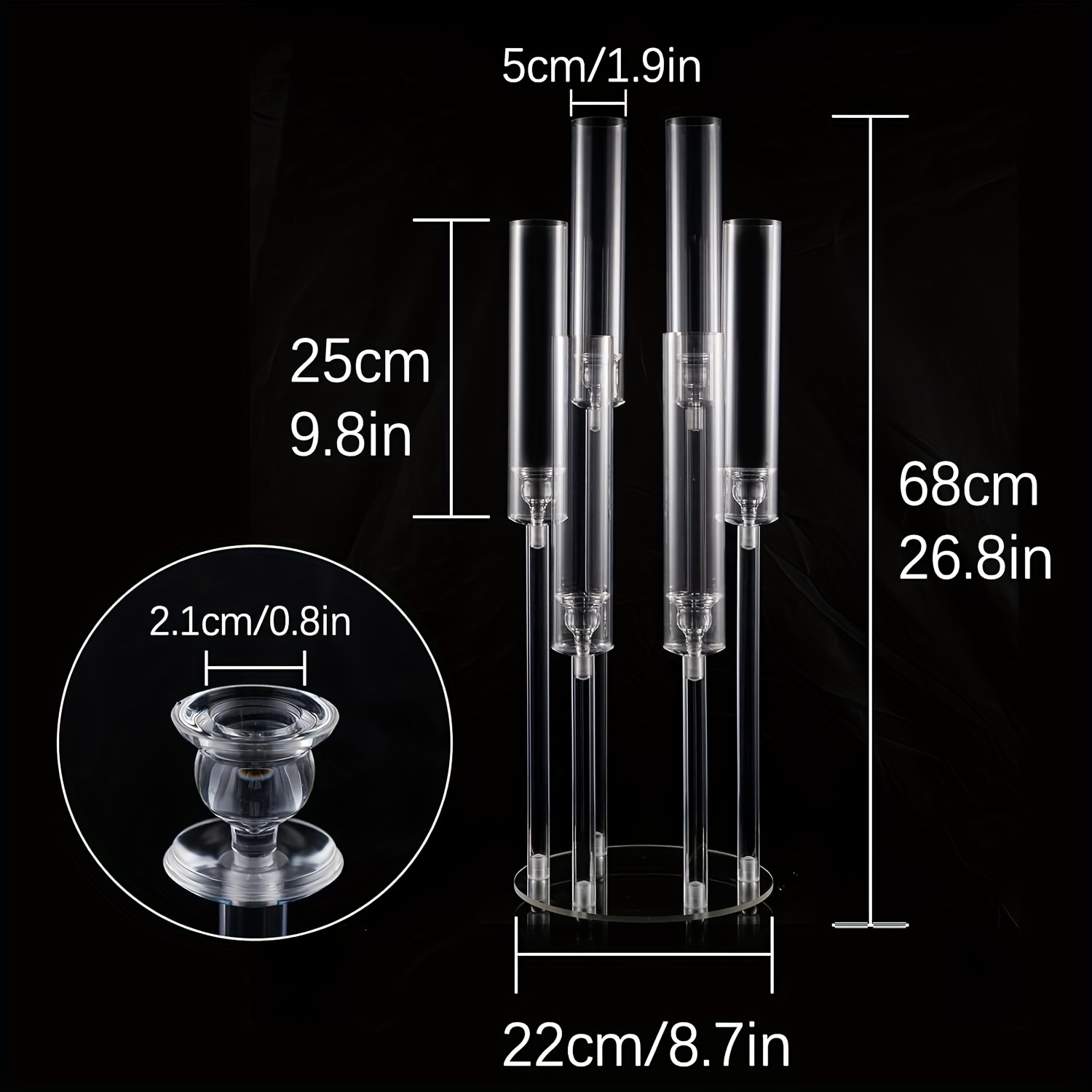 Image of 1pc Clear Acrylic Candle Holder With 6 - Elegant Table Centerpiece For Weddings, Parties, Dining, And Anniversaries - A Warm And Inviting Atmosphere, Candle Holder Decor