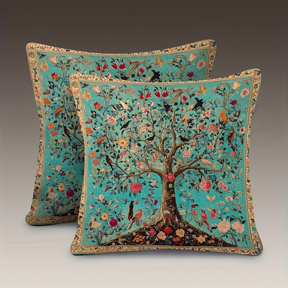 TEMU 2pcs, Two-sided Printing Super Soft Short Plush Throw Pillow 18x18 Inch, An Intricate Tapestry Depicting Of Life Cushion Case For Couch Sofa Bed