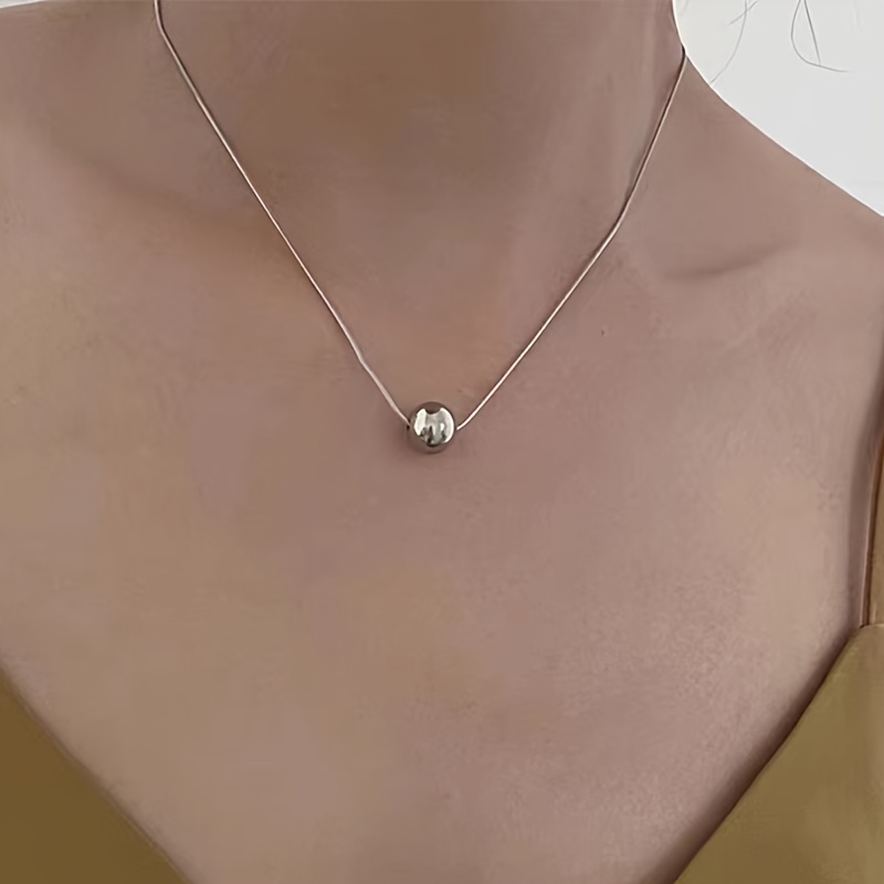 

Elegant Cute Stainless Steel Bead Ball Pendant Necklace For Women - No , & Party Wear Jewelry, Perfect Valentine's Day Gift, Suitable For All