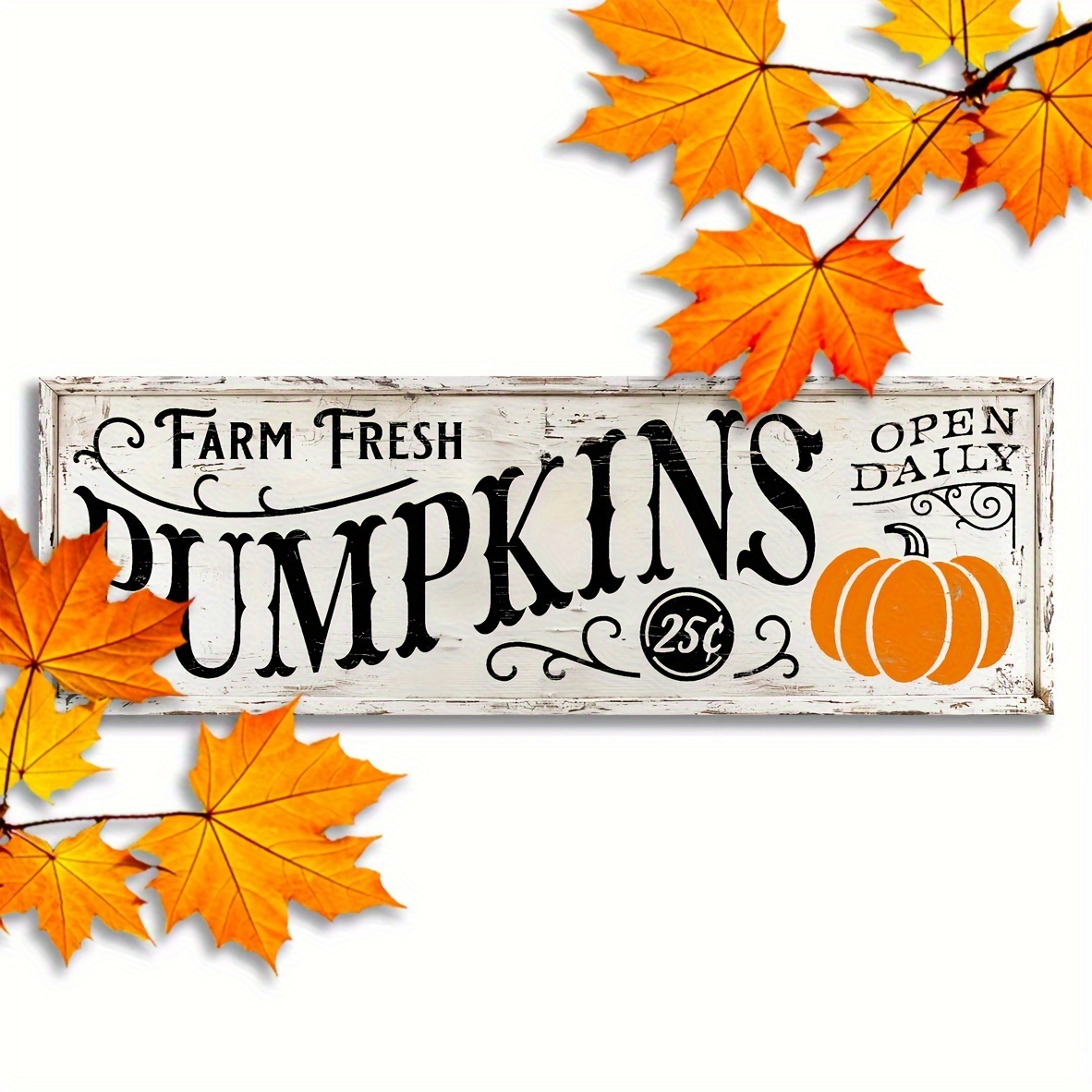 

Charming Pumpkin Farm Wooden Sign - 4"x12" | Rustic Fall & Daily Open Decor For Door, Wall, Home, Living Room, Porch, Bedroom | Versatile Farmhouse Style Farmhouse House Decor Rustic Farmhouse Decor