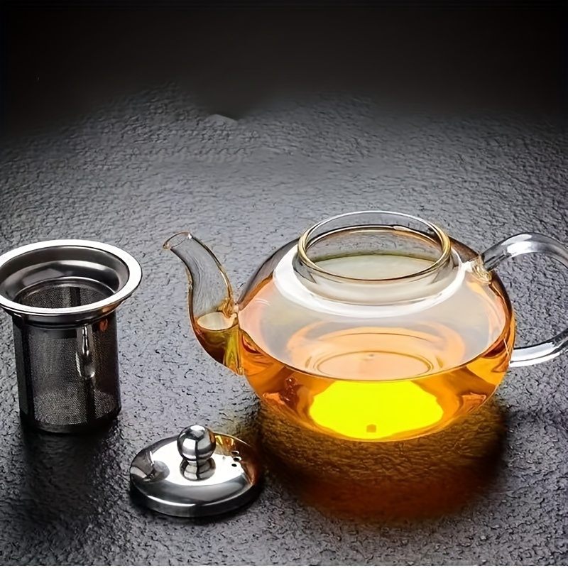 1pc 400 800ml glass teapot stovetop safe borosilicate clear tea pot with removable stainless steel infuser for blooming and loose leaf tea maker kettle for camping travel