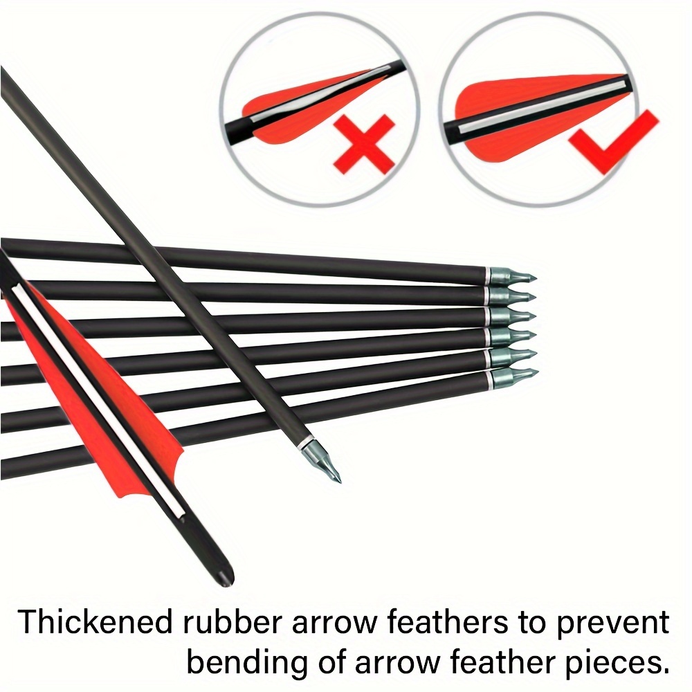 Lot De 12 Flèches De Chasse En Carbone - 8,8 Mm, Plumes Plastique Vertes, Chasse à L'arc