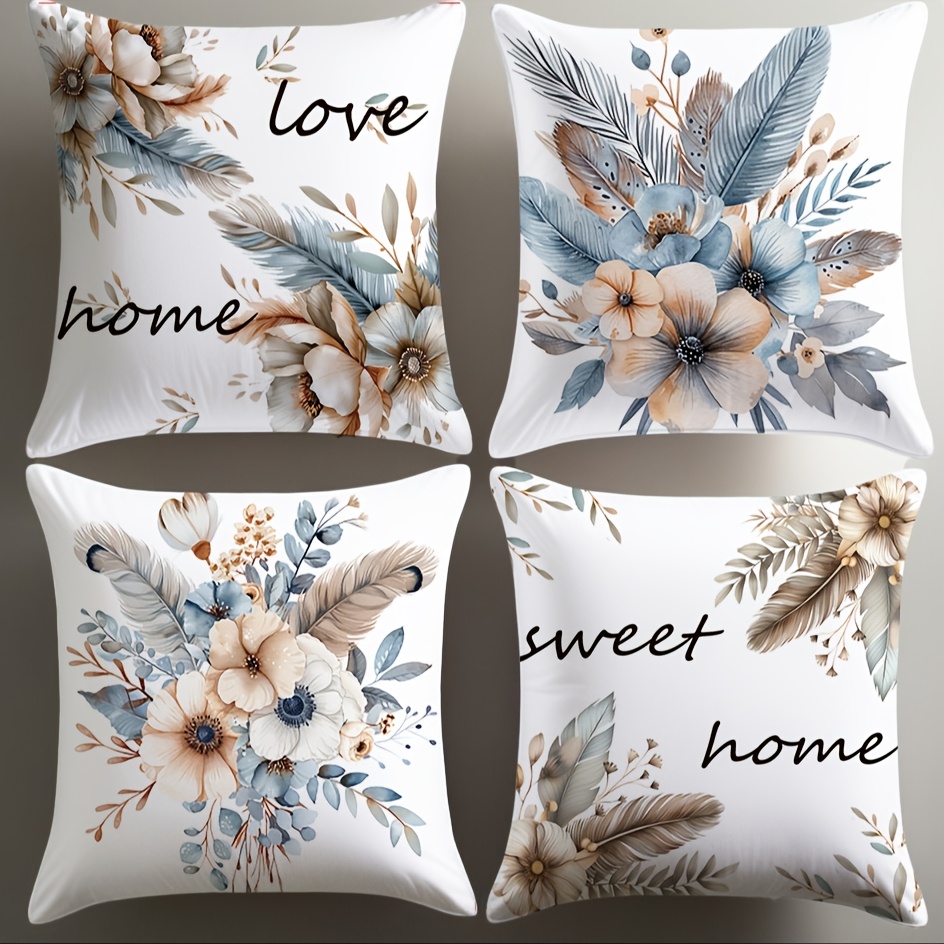 

4-pack Print Polyester Pillow Covers, Hand Wash Only, Zipper Closure, Woven Decorative Cushion Cases For Living Room Sofa And Bedroom, 17.72x17.72 Inches - No Insert