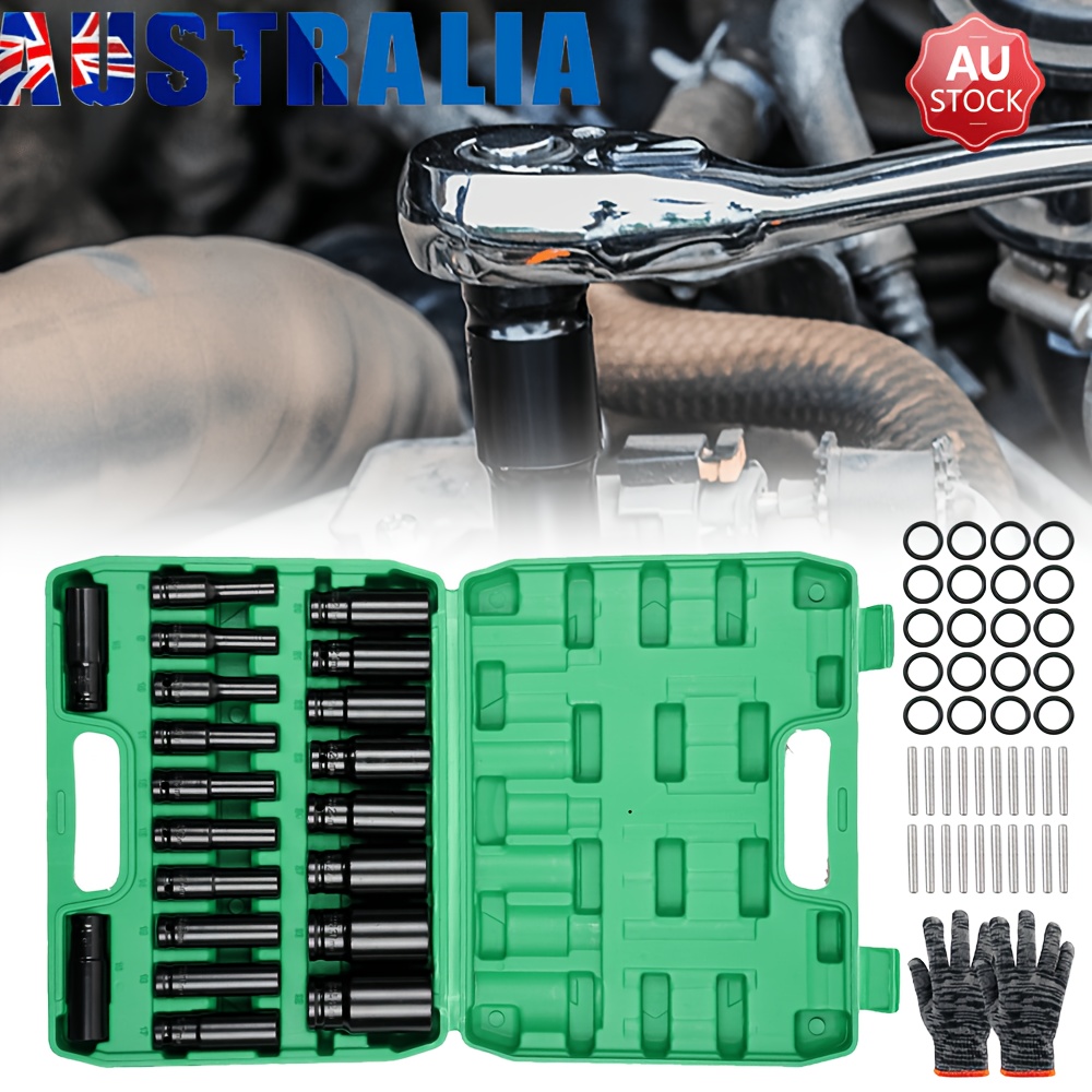 TEMU 1/2 Inch Wrench Socket Set Of 20pcs (8-32mm) Comes With 1 Pair Of Maintenance Gloves And 20pcs Leather Ring Whistles, Including A Storage Box,